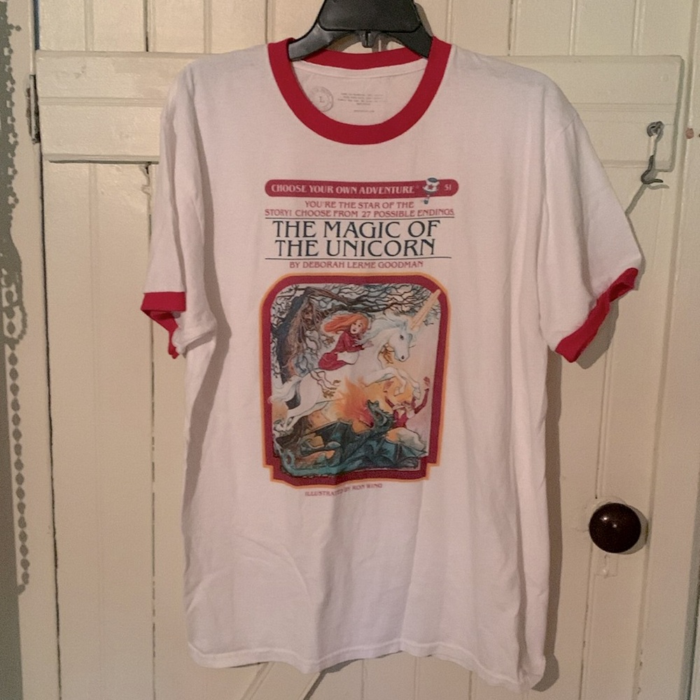 Out of Print Cream and Red Short Sleeve Tee Retro Graphic - Picture 3 of 4